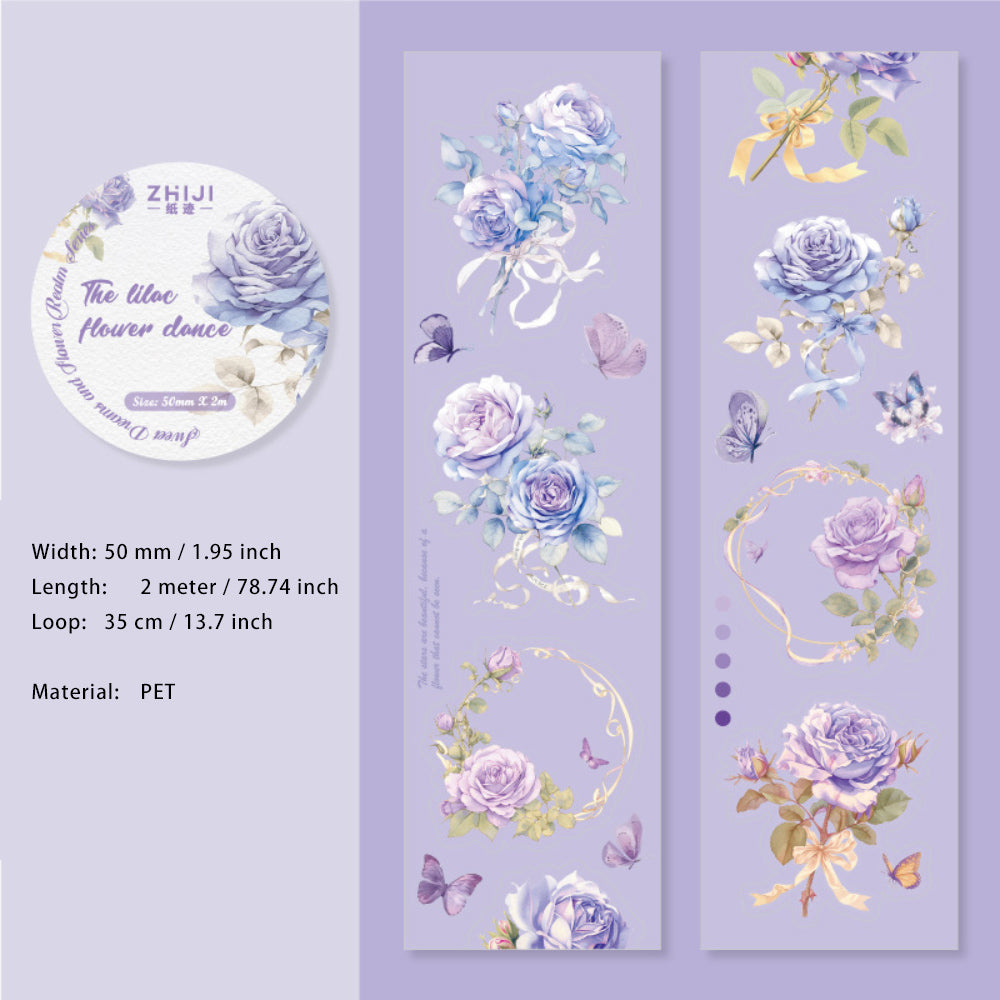 1 Roll Diecut Flower PET Stickers Tape QMHJ