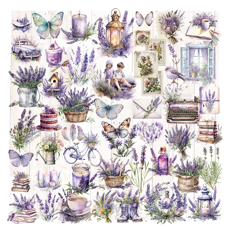 Lavender themed translucent tracing paper stickers