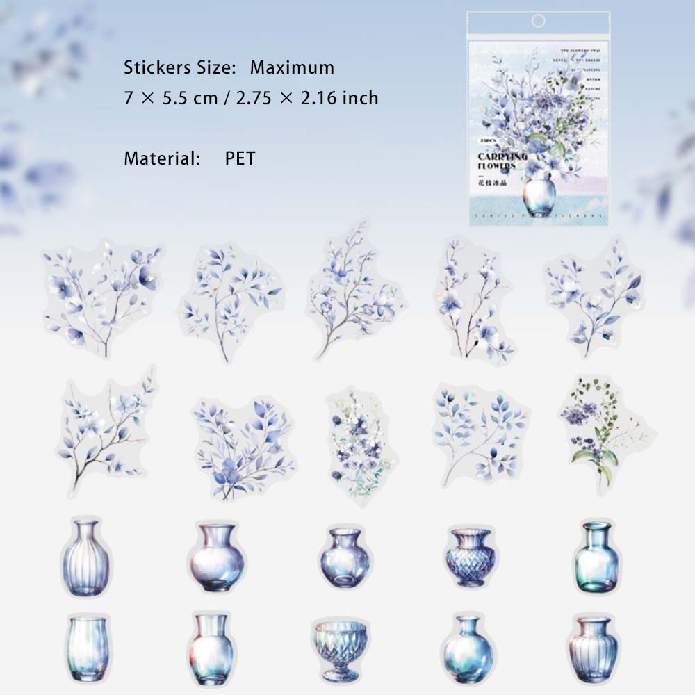 20 Pcs Bottle Branches PET Stickers XHSZ