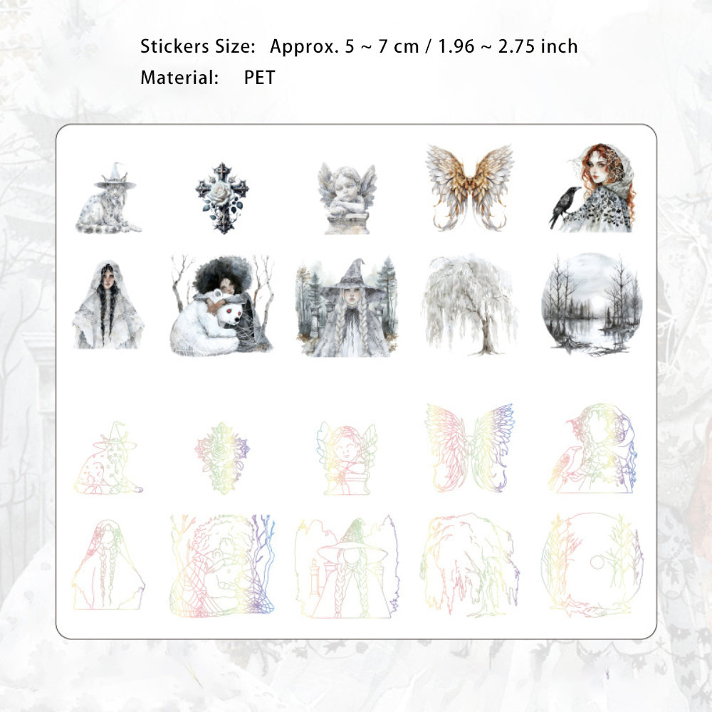 20 Pcs Glitter PET Gothic Withy Stickers WJAH