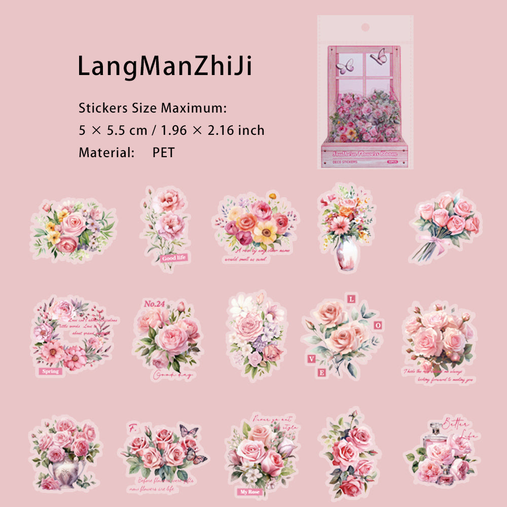 30 Pcs PET Flower Stickers NCHQ