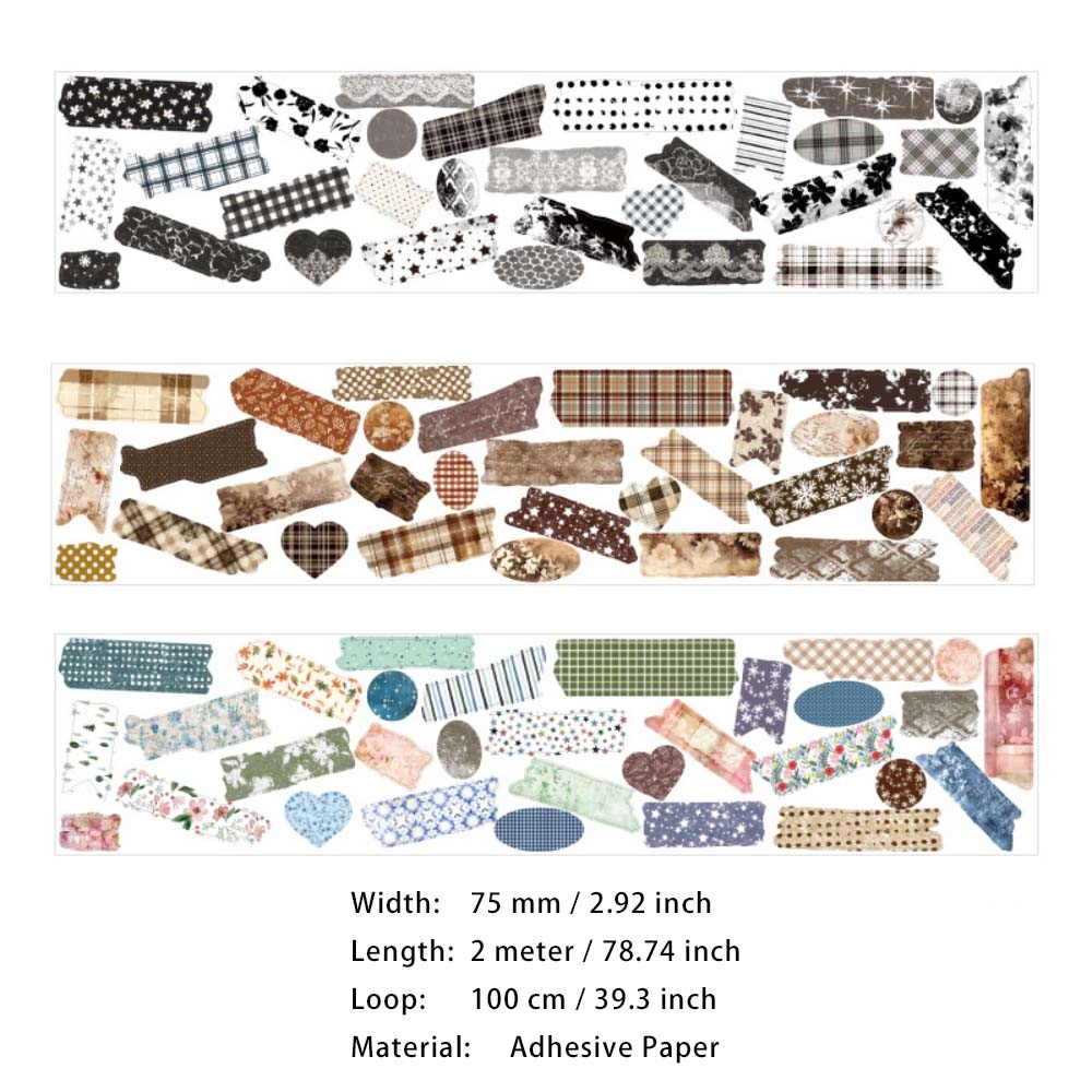 1 Roll Pre-cut Vintage Stickers Tape SNPBS