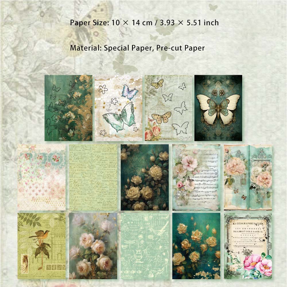 24 Sheets Vintage Floral Scrapbook Paper HJPX