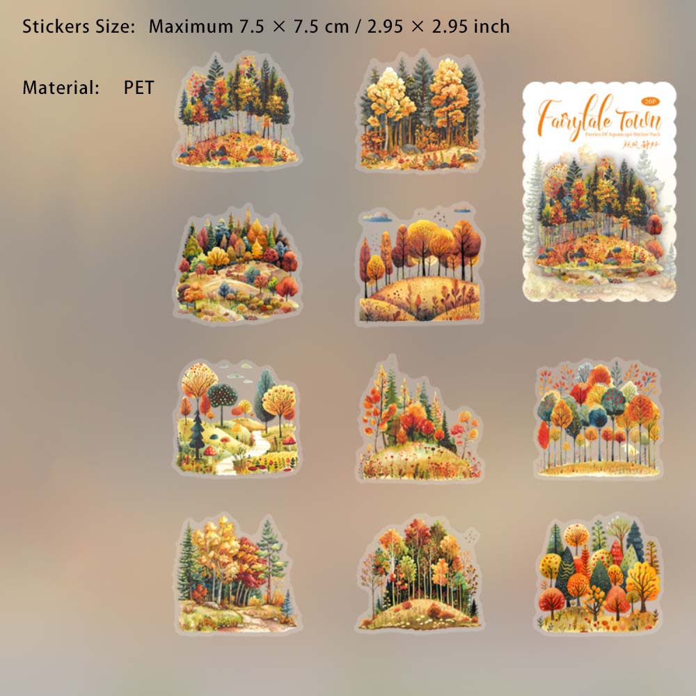 20 Pcs Fairy Tale Town Theme PET Stickers THZX