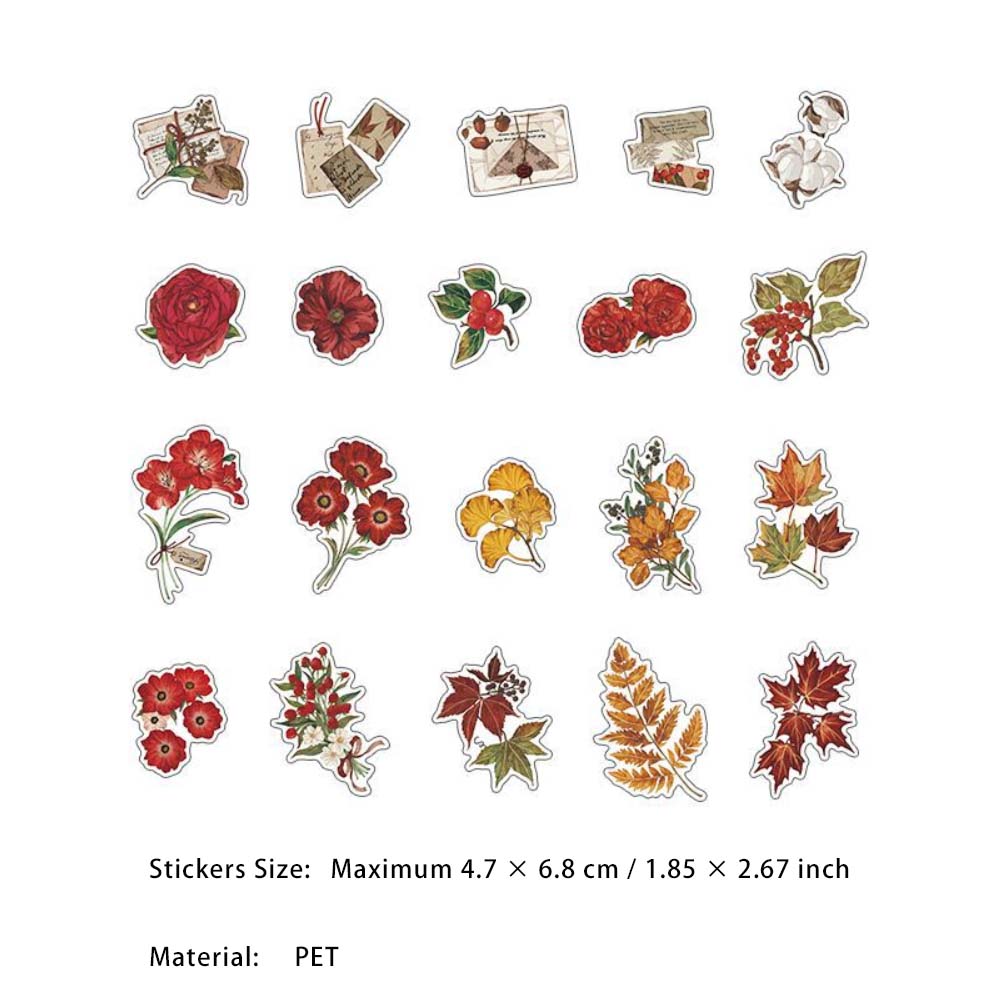 20 Pcs Flower Theme PET Stickers SLLX
