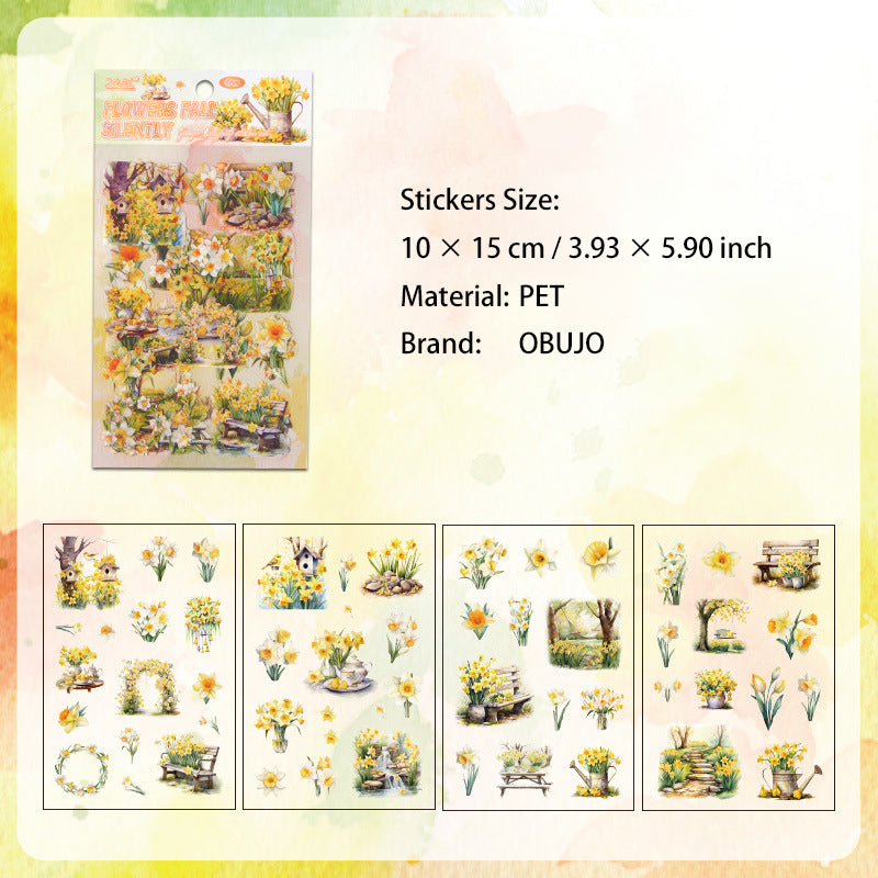 6 Sheets Floral Lifestyle PET Stickers YYQF