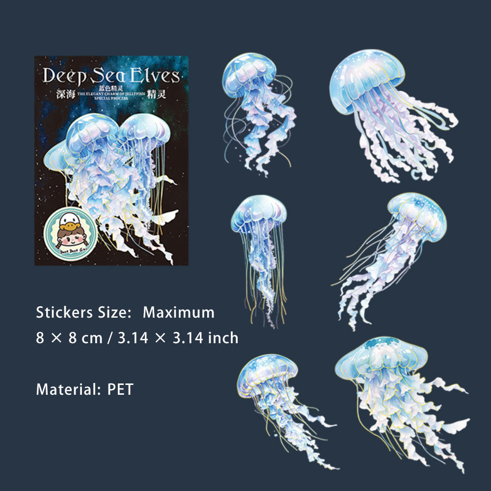 12 Pcs Large Size Glitter Jellyfish PET Stickers SHJL