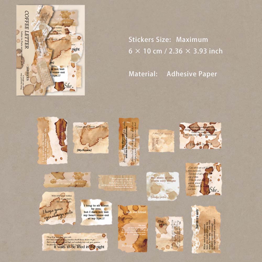 30 Pcs Vintage Junk Journal Stickers GBLDX
