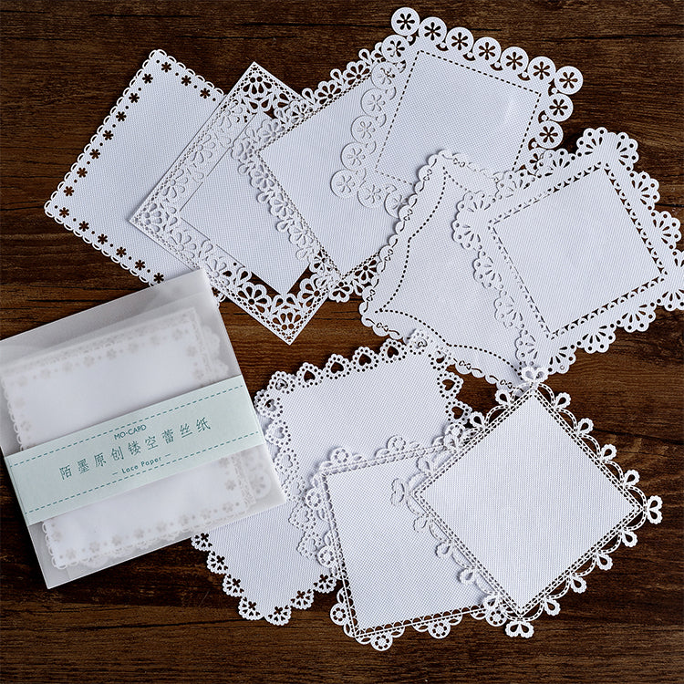 10 Pcs White Lace Hollow-out Journal Paper