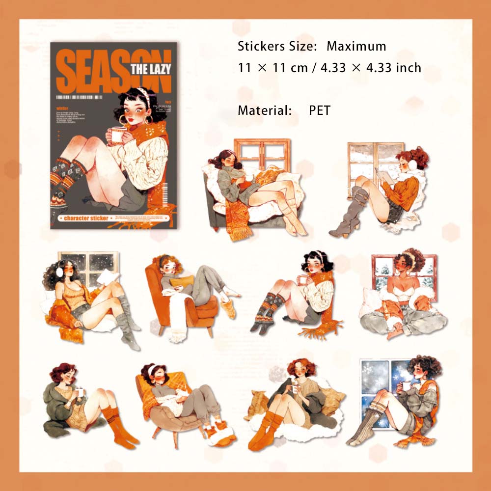 20 Pcs Seasonal Girl PET Stickers YLDJJ