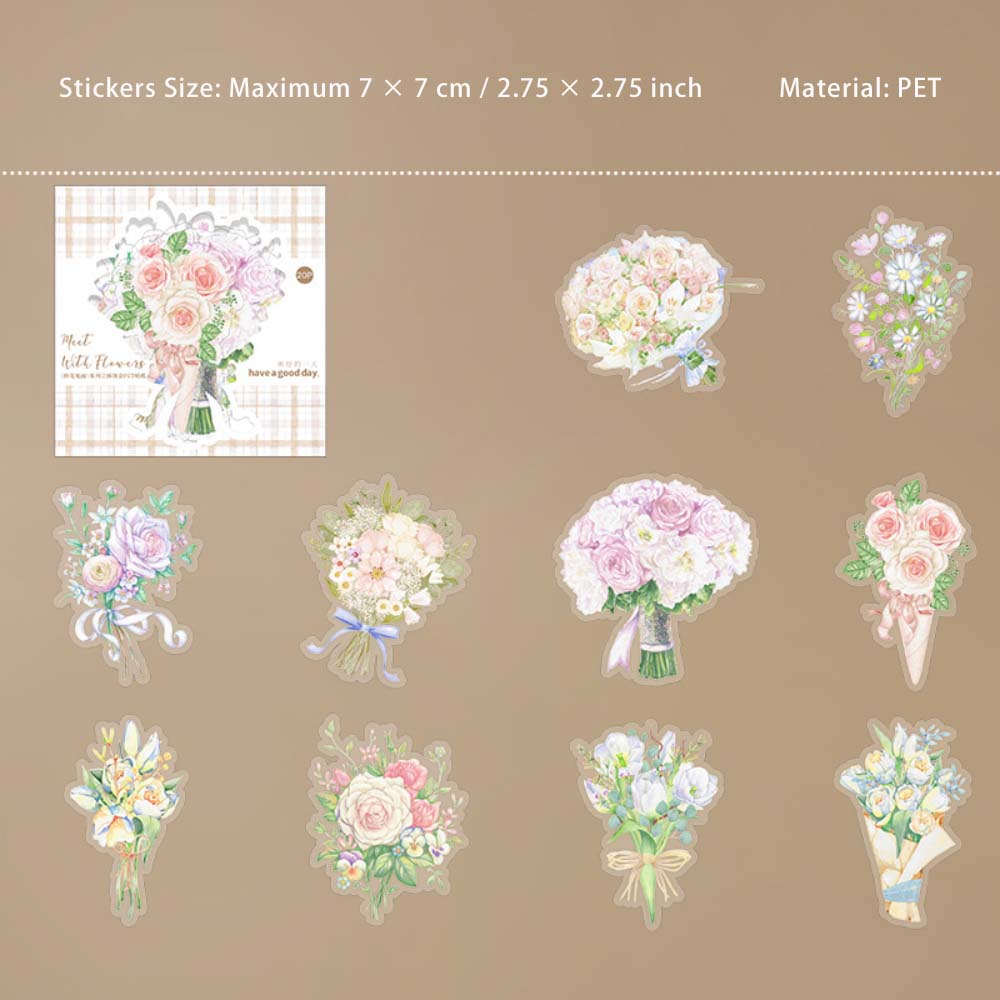 20 Pcs Holographic PET Flower Stickers PHJM