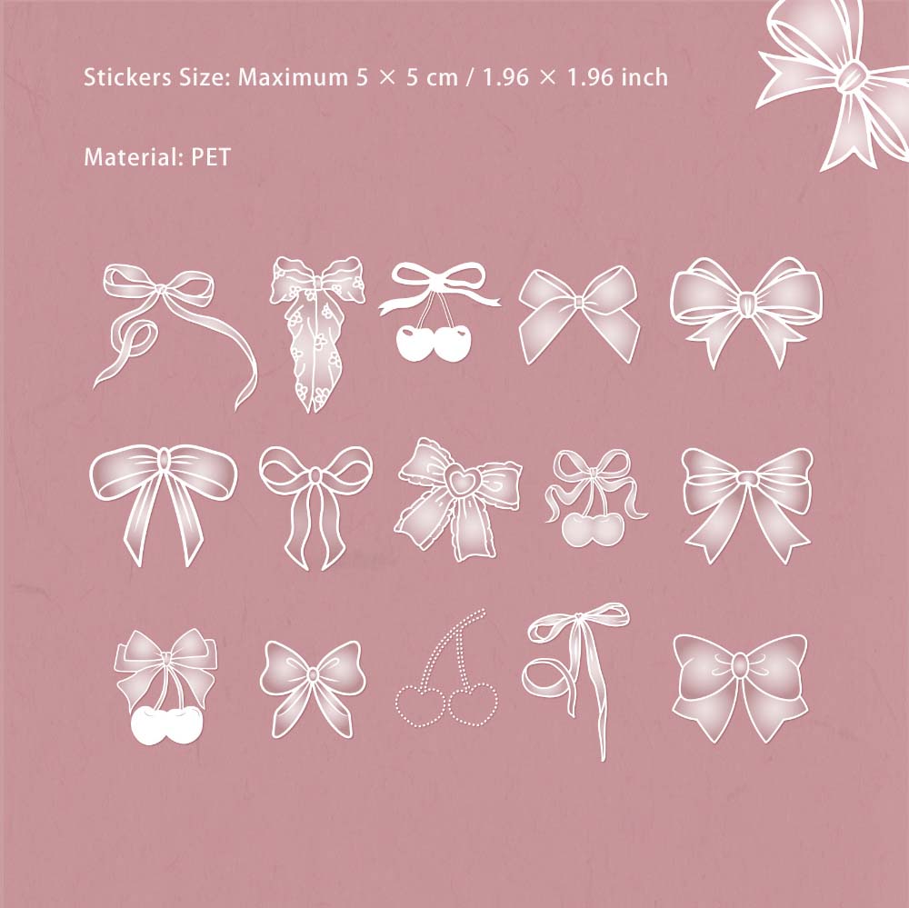 15 Pcs Glitter Bowknot PET Stickers YLHX