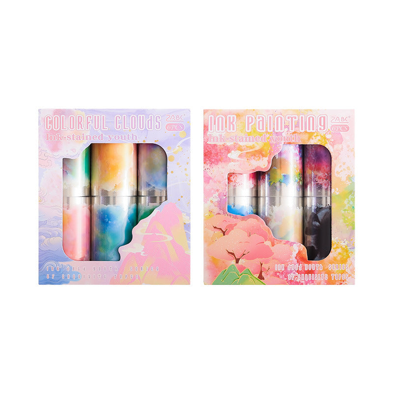 6 Rolls Watercolor PET Stickers Tape Set MRSH