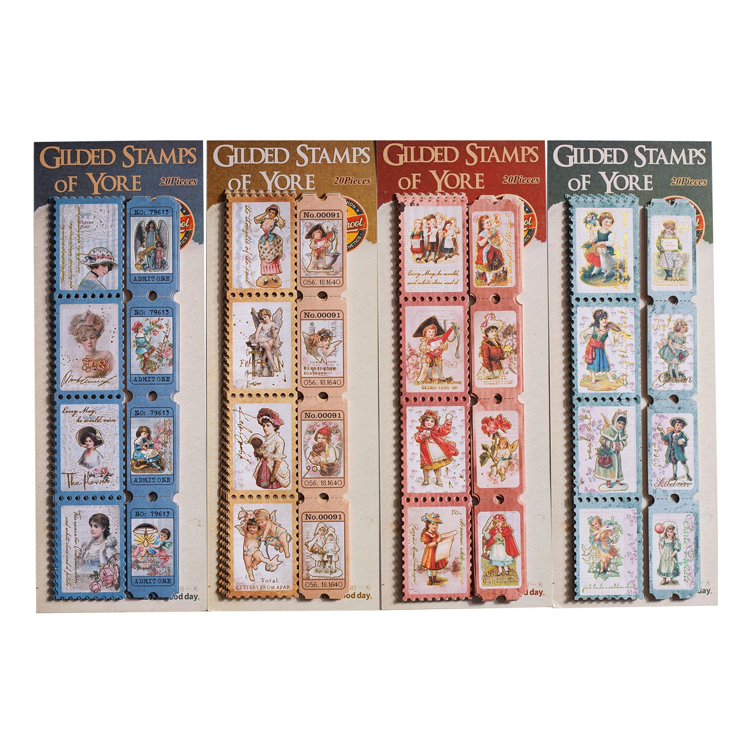 20 Pcs Gold Foil Post Stamp Stickers LJYP