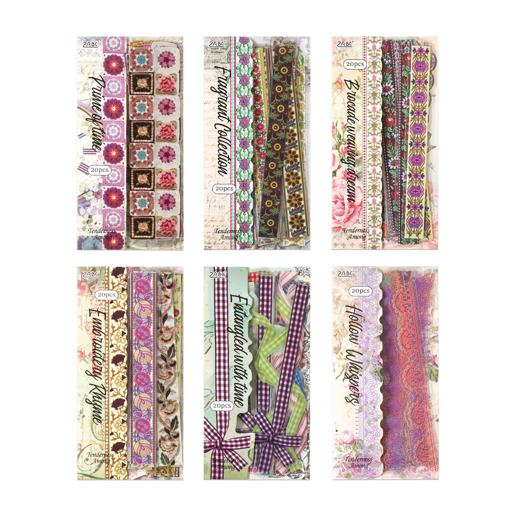 20 Pcs Lace Floral PET Stickers HJQJ