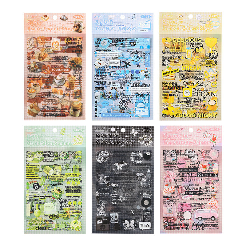 4 Sheet Creative Journal PET Stickers YJQX