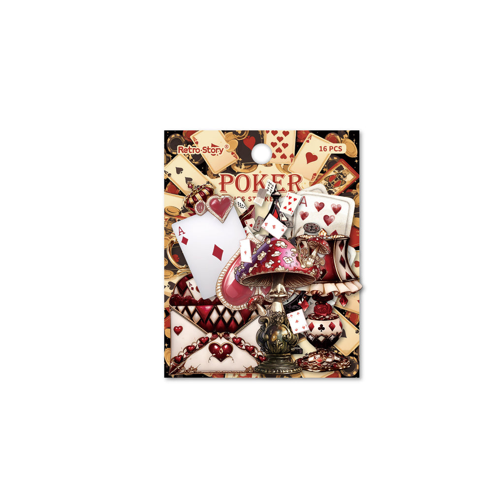 16 Pcs Poker Themed Journal Stickers ZPXL