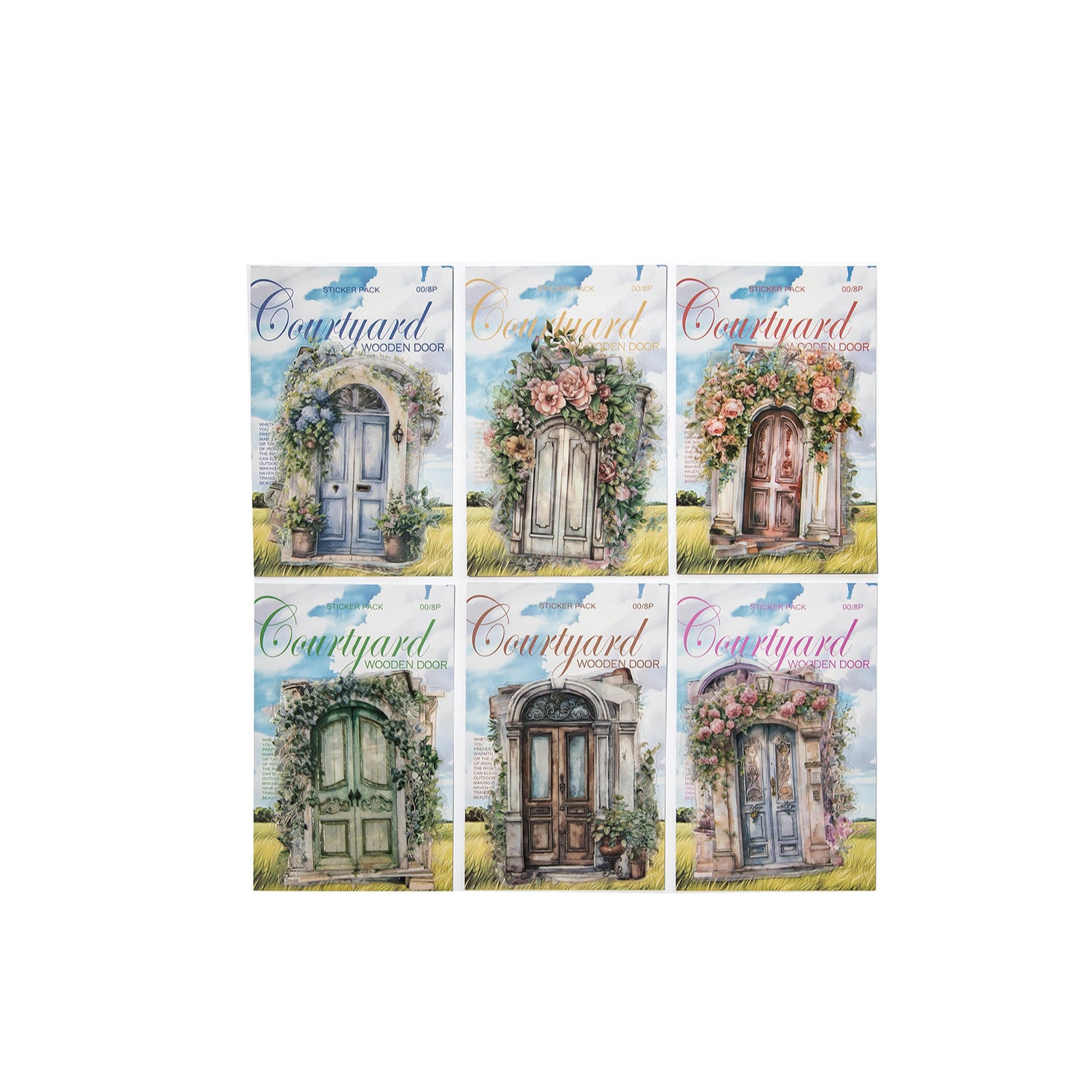 8 Pcs Wooden Door PET Stickers TYMM
