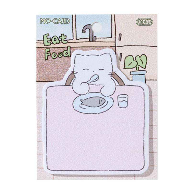 Kawaii Cozy Cat Life Die-Cut Sticky Notes - Eating