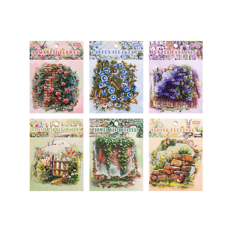 10 Pcs Garden Vine PET Stickers MMHY