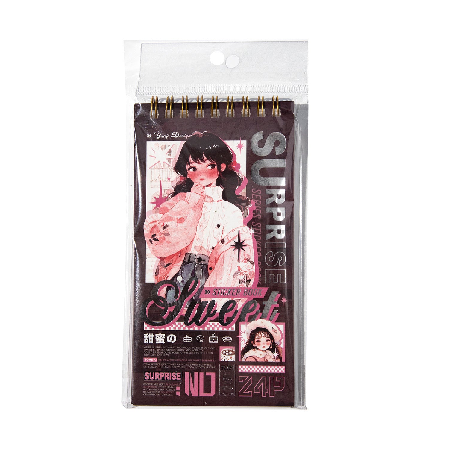 24 Sheets Sweet Girl PET and Washi Stickers Book TMJX