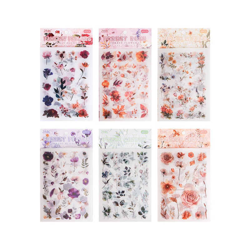 6 Sheets Botanical Plant Flower Stickers CHGY