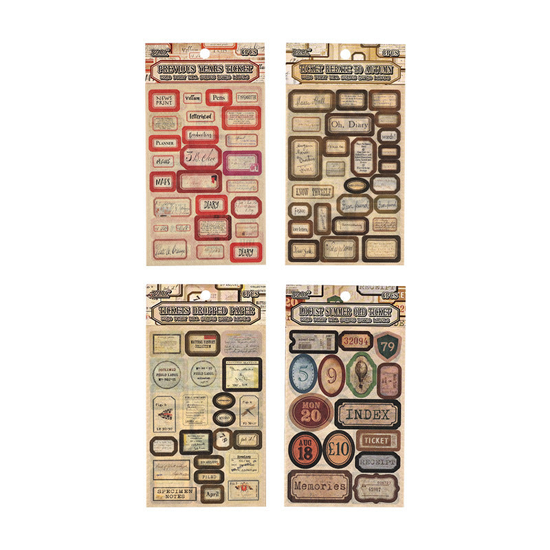 6 Sheets Vintage Lable Washi Stickers LDPJ