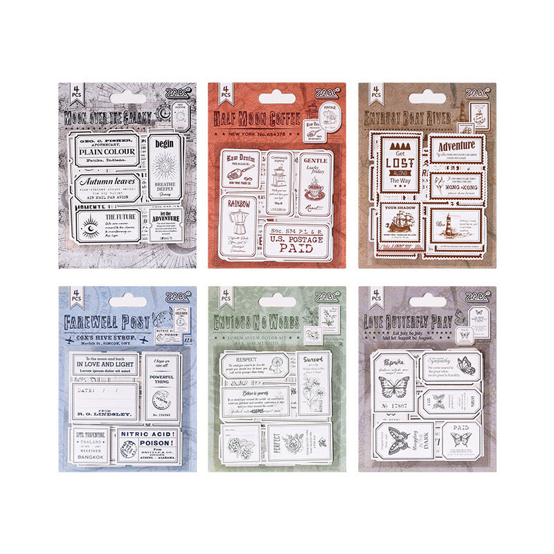 4 Sheets Vintage Scrapbook Stickers CXDY