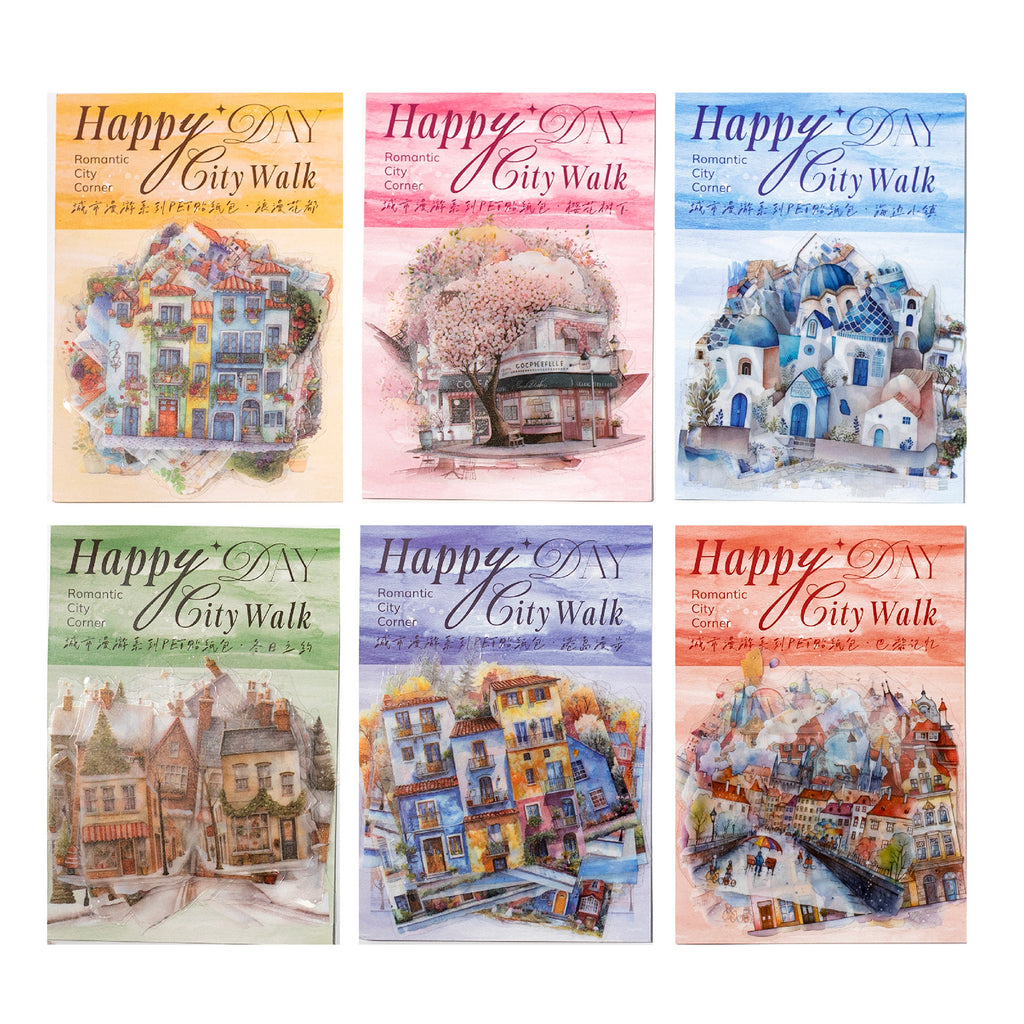 30 Pcs City House PET Stickers CSMB