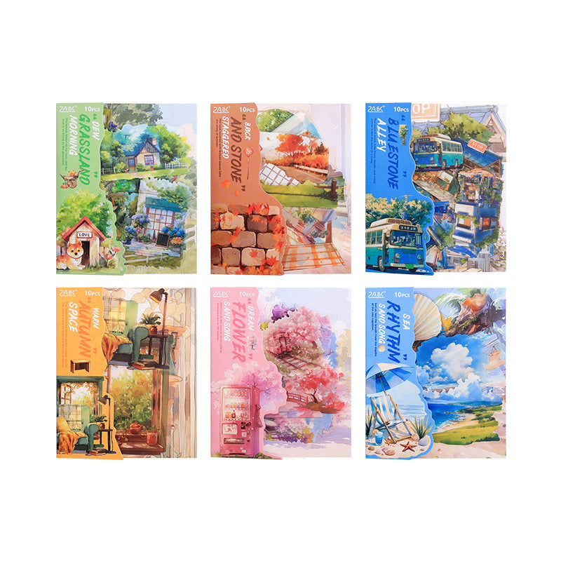 10 Pcs Natural Landscape PET Stickers ZRHJ
