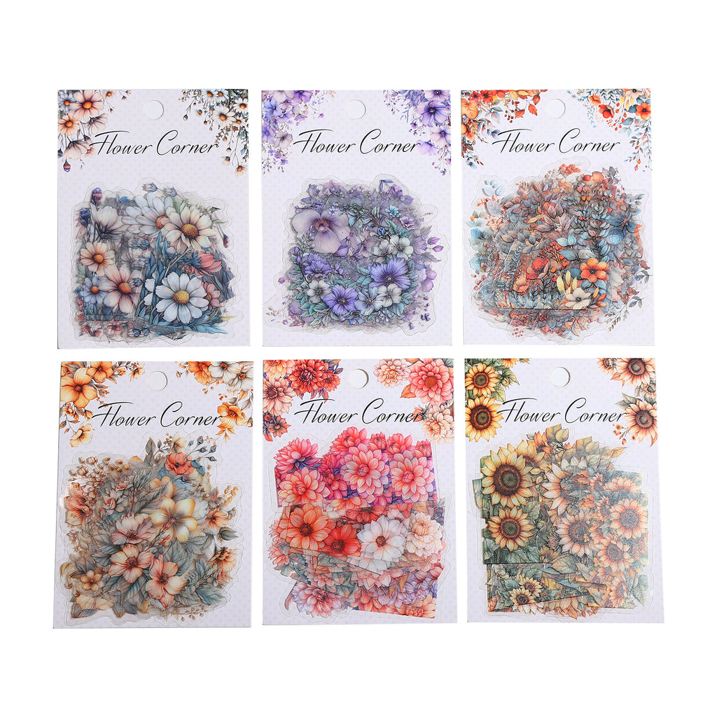 20 Pcs Flower Corner PET Stickers HDBJ