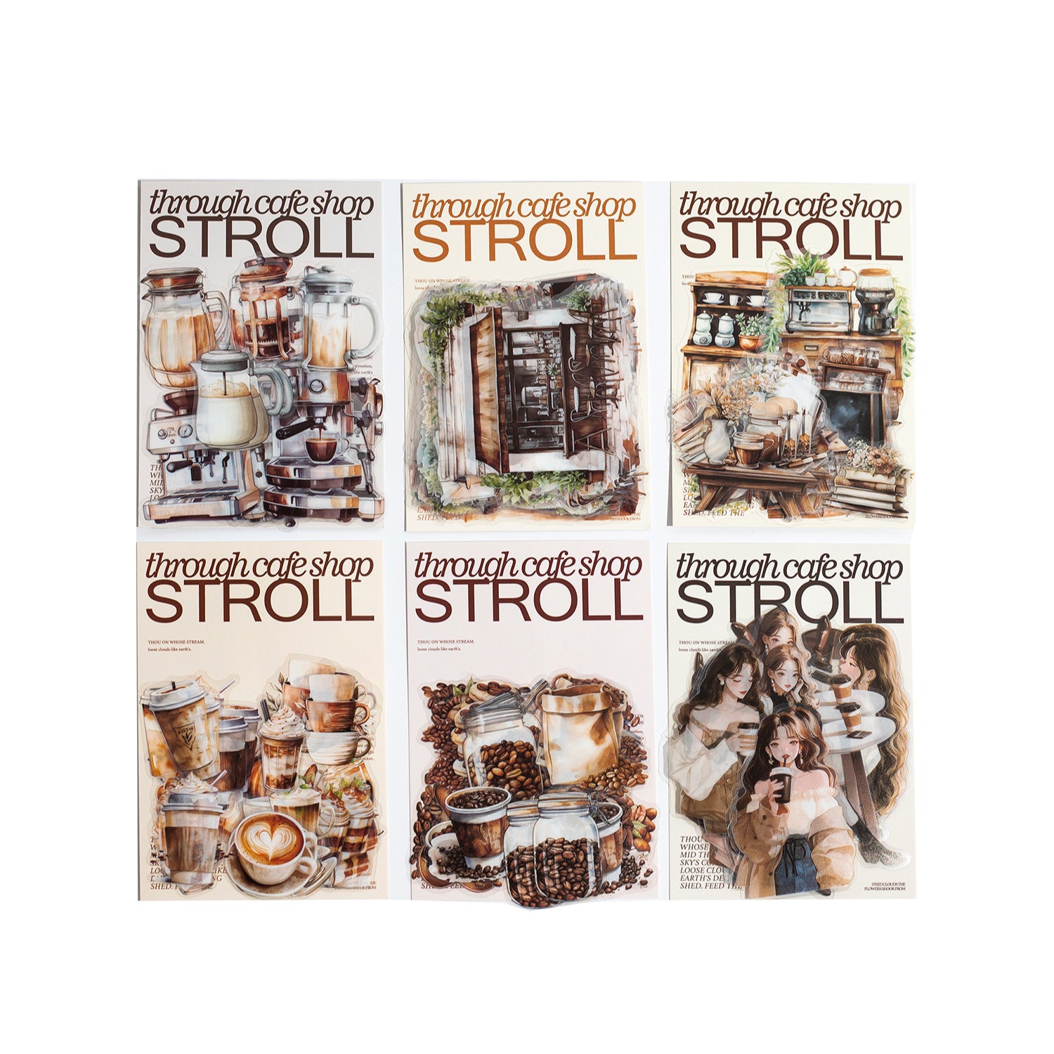 30 Pcs Coffee Themed PET Stickers MBKFW