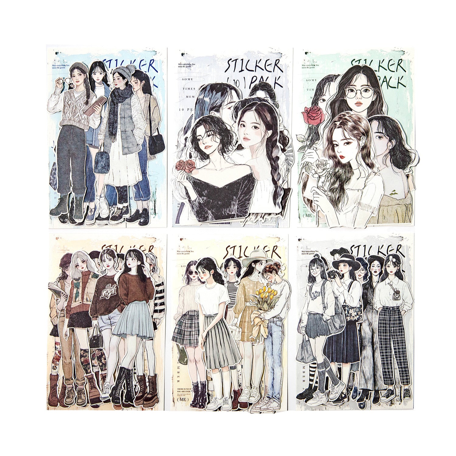 10 Pcs Fashion Girl Stickers SBXQ