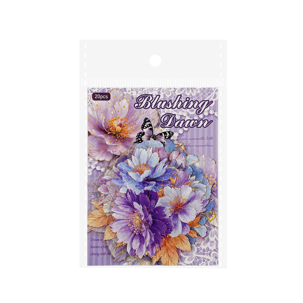 20 Pcs Gold Goil Flower PET Stickers LJHY