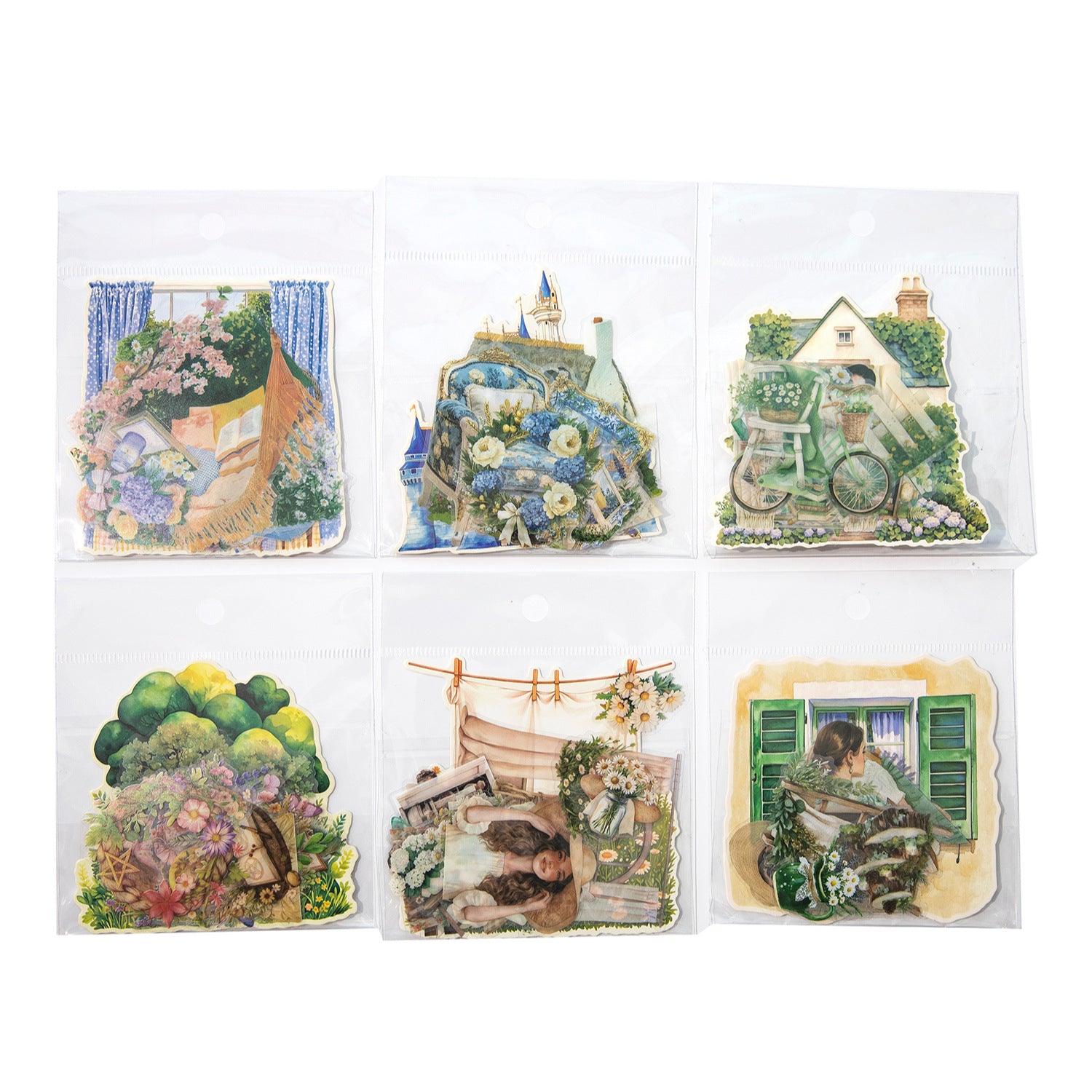 25 Pcs Garden Girl PET Stickers WNYG
