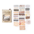 50 Pcs Japanese Vintage Hand-Torn Washi & Linen Stickers - Milk Tea