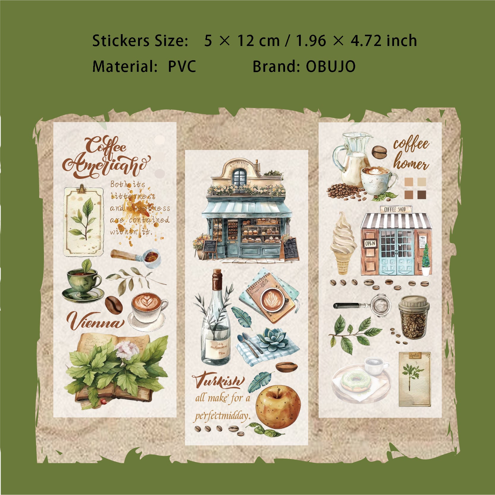 3 Sheets Coffee Theme Transfer Stickers KFSJ