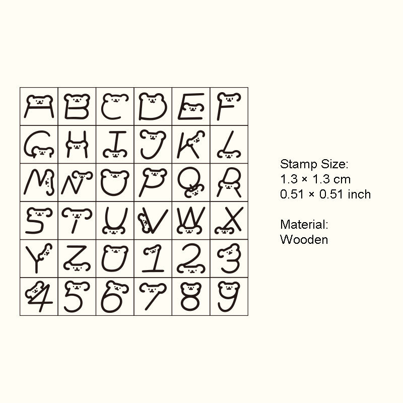 36 Pcs Cute Alpabet Letter Wooden Stamp Set XYYZ