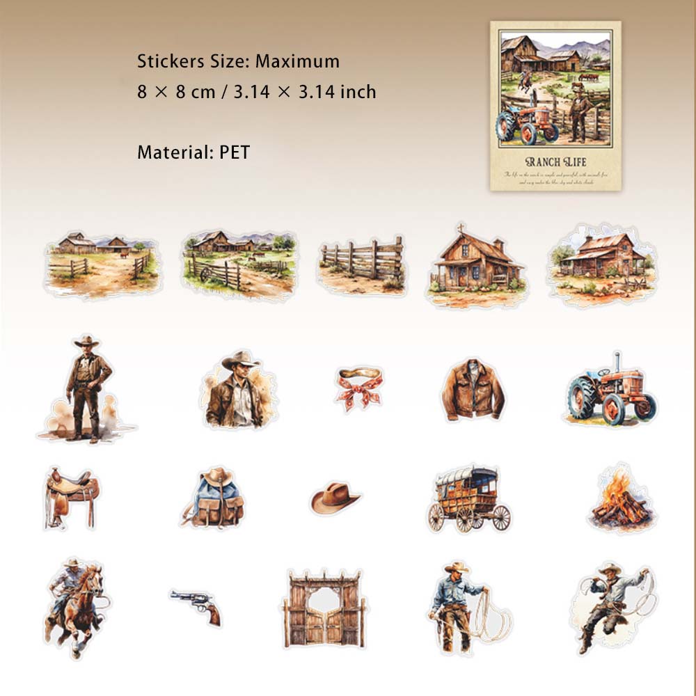 20 Pcs Farm Theme PET Stickers MCSH