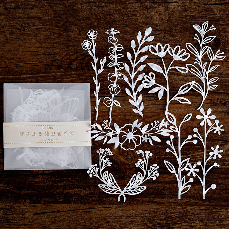 10 Pcs White Lace Hollow-out Journal Paper