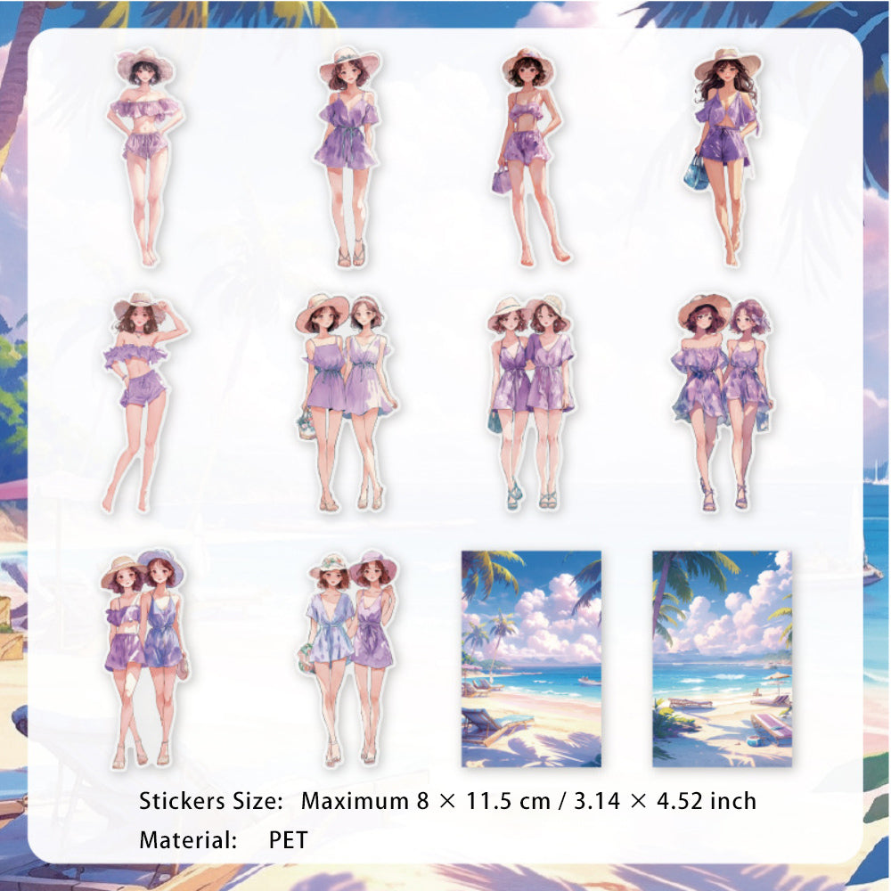 10 Pcs Bikini Gitl PET Stickers XRNS