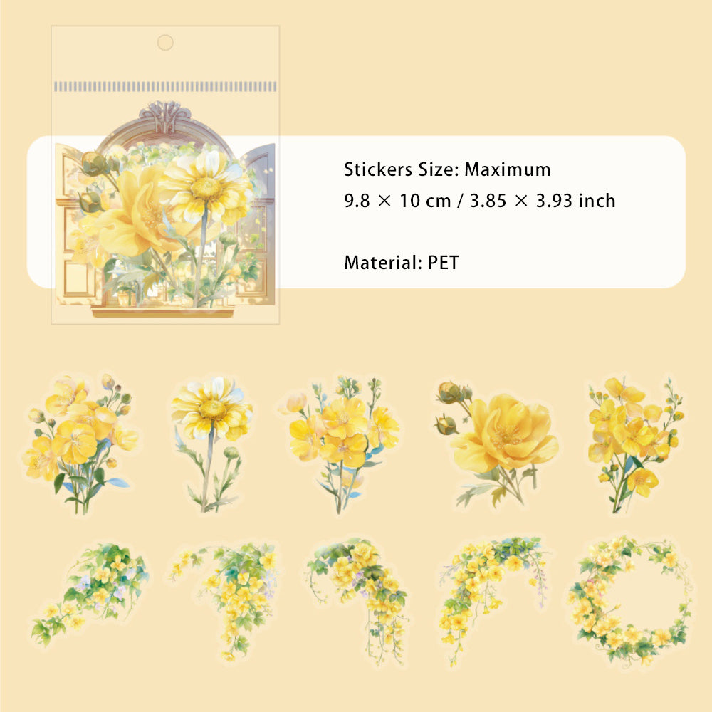 20 Pcs PET Flower Stickers XSHF