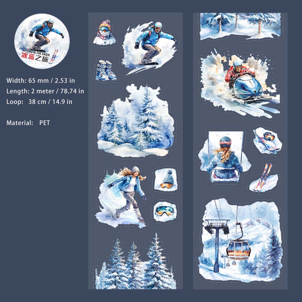 1 Roll Snow Skiing Pre-cut PET Stickers Tape XDFC