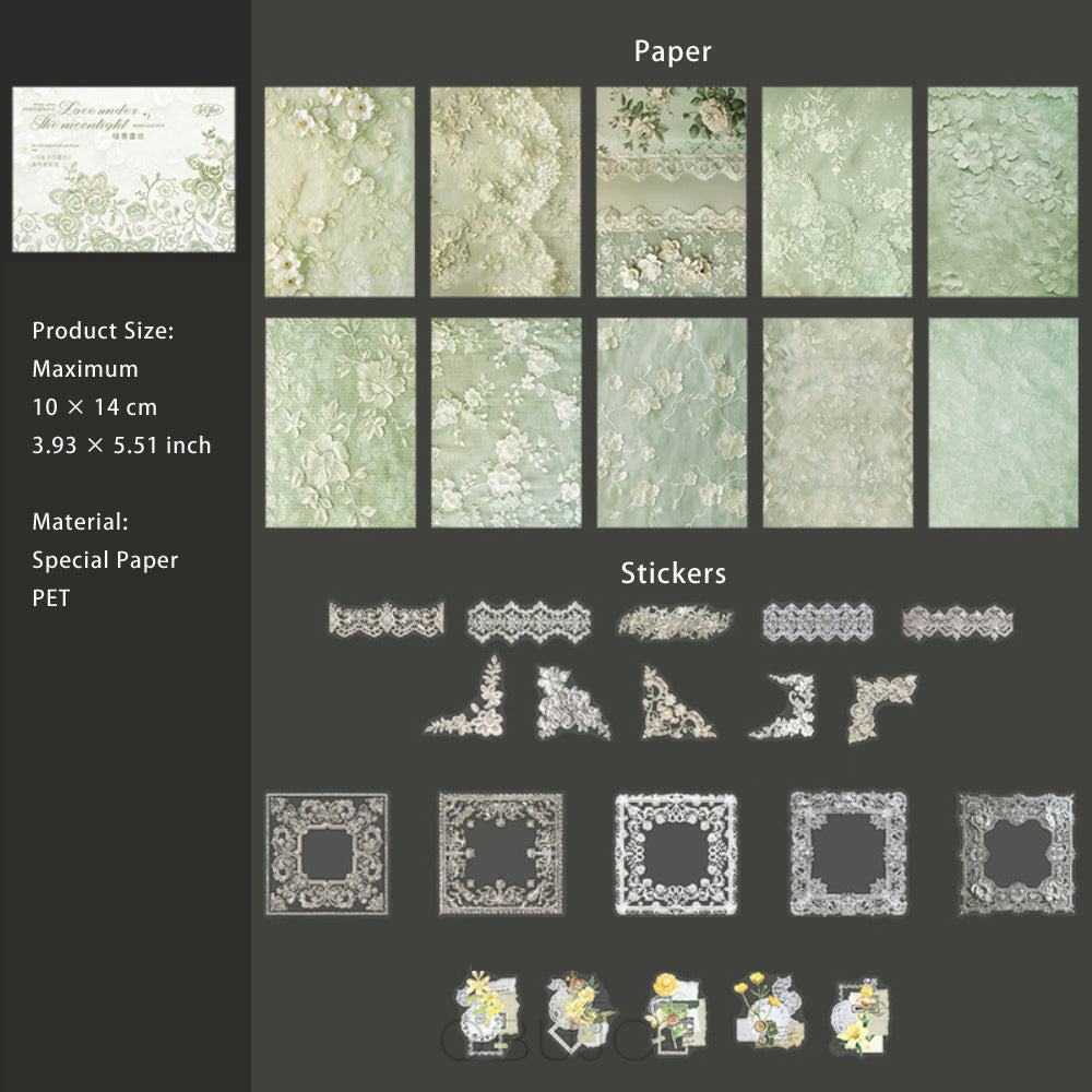 40 Pcs Scrapbook and Lace Stickers Set YGXLS