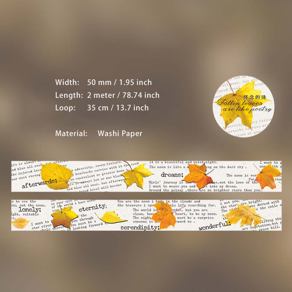 1 Roll Maple Poetry Vintage Washi Tape YYSP