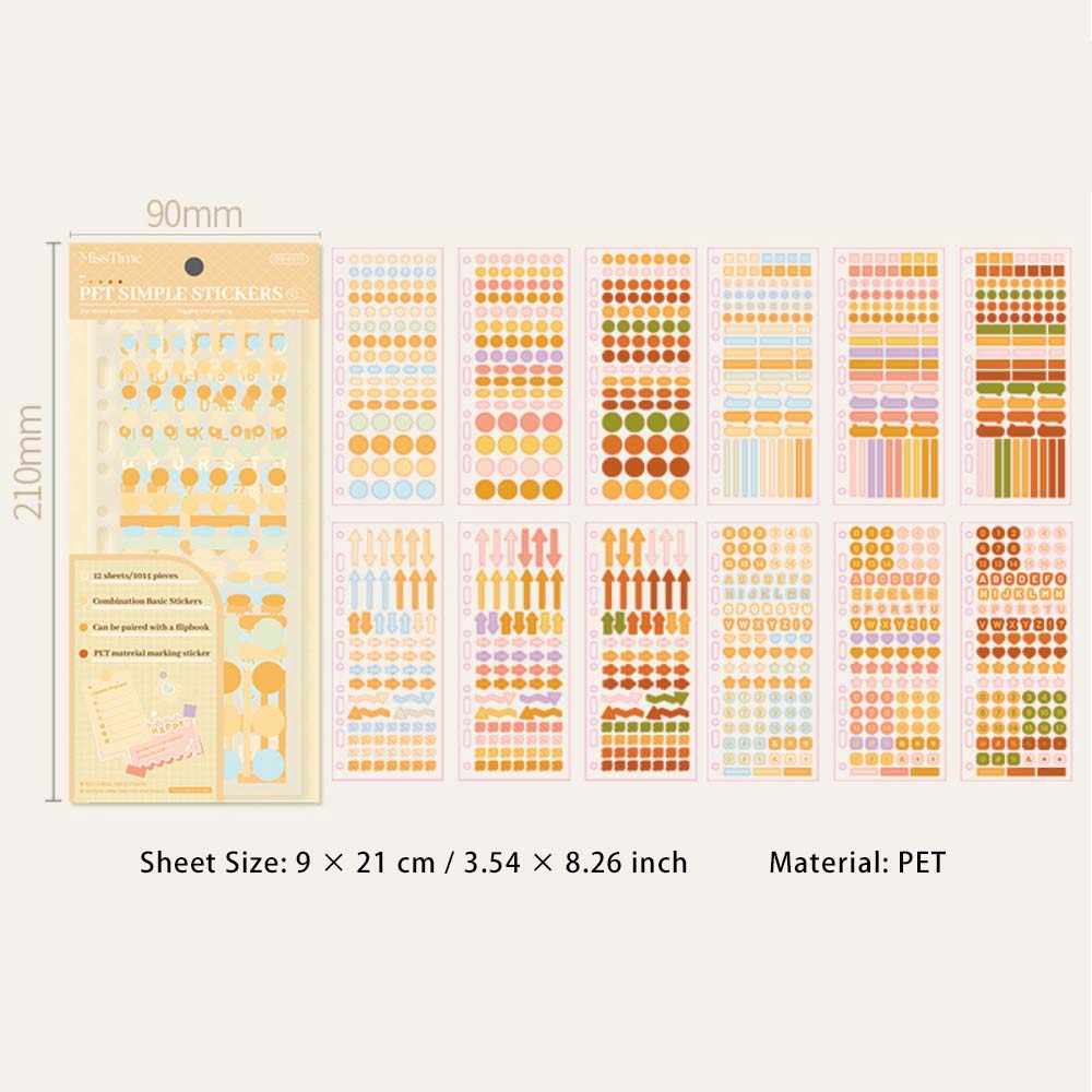 12 Sheets Journal Mark PET Stickers YCLD