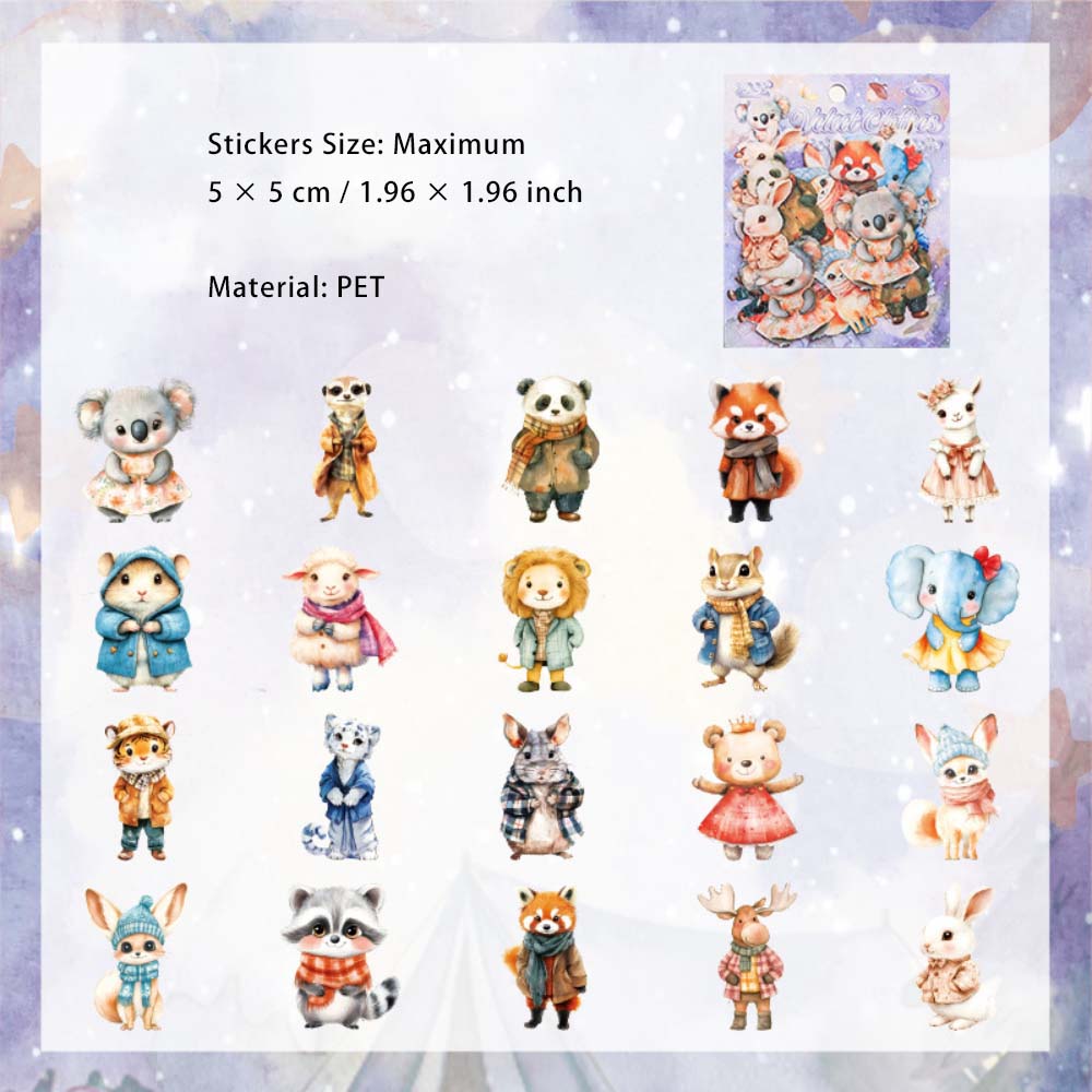 40 Pcs Cute Animal PET Stickers MMDYH