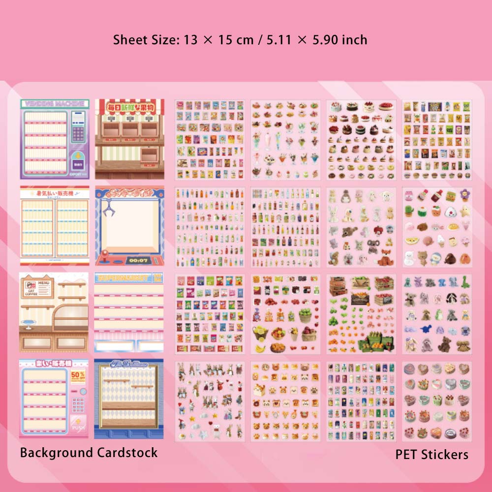 Diy Vending Machines PET Stickers Book FSKL
