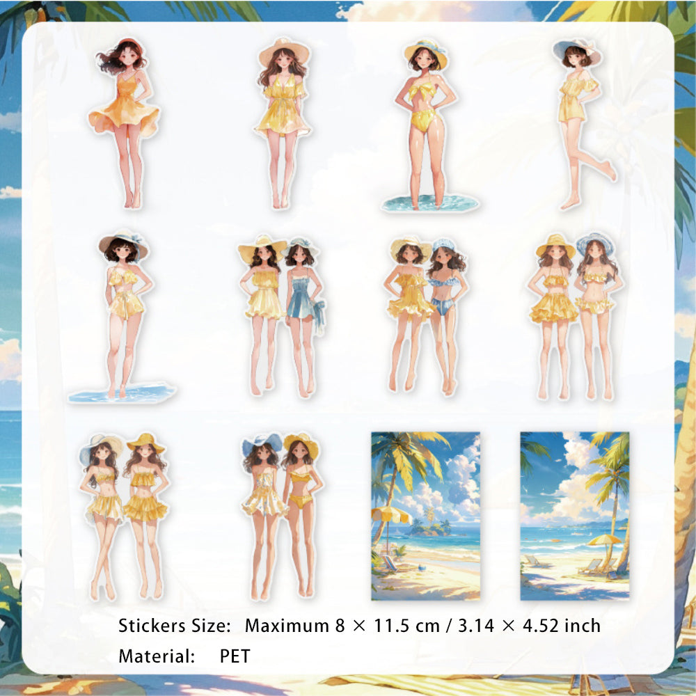 10 Pcs Bikini Gitl PET Stickers XRNS