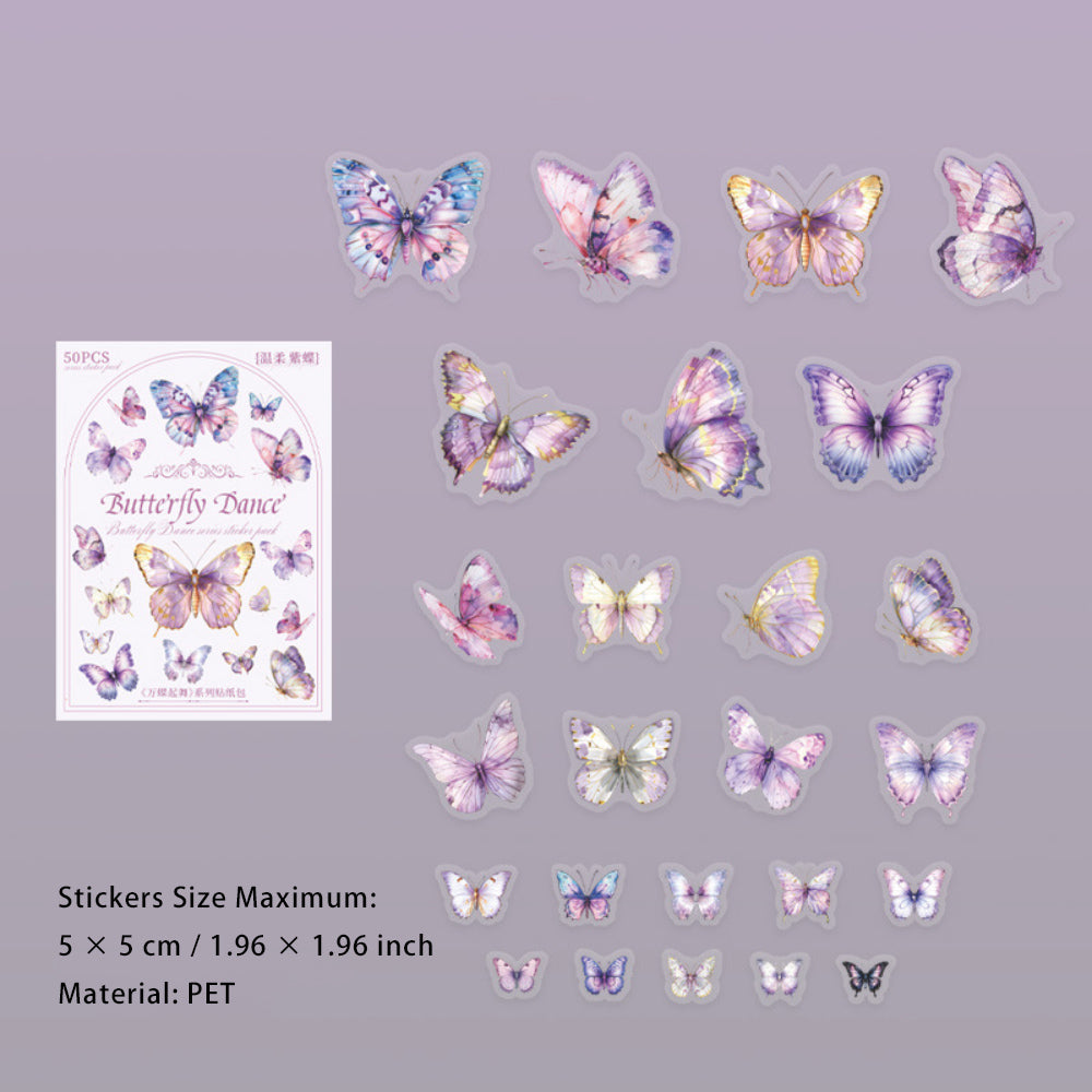 50 Pcs Butterfly Stickers WDQW